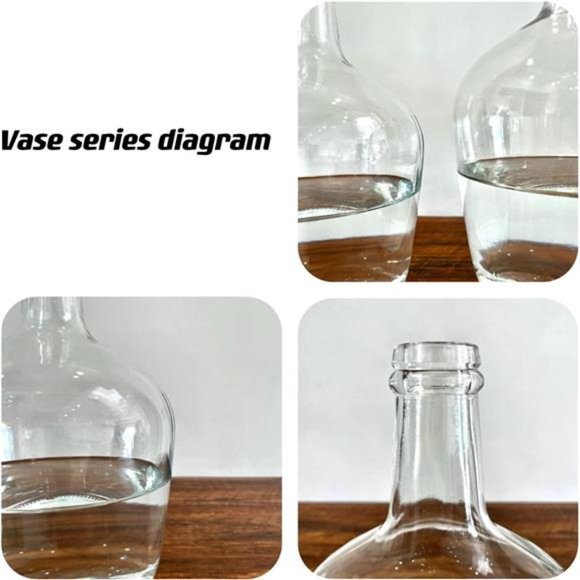 Large Clear Glass Jug Vase Round Flower Decorative Bubble Vase for Dining Table - Picture 2 of 6